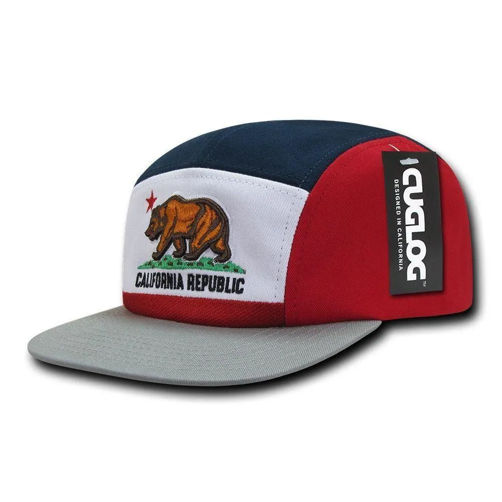 1 Dozen Cuglog California Republic Calflag 5 Panel Racer Caps Hats Wholesale Bulk