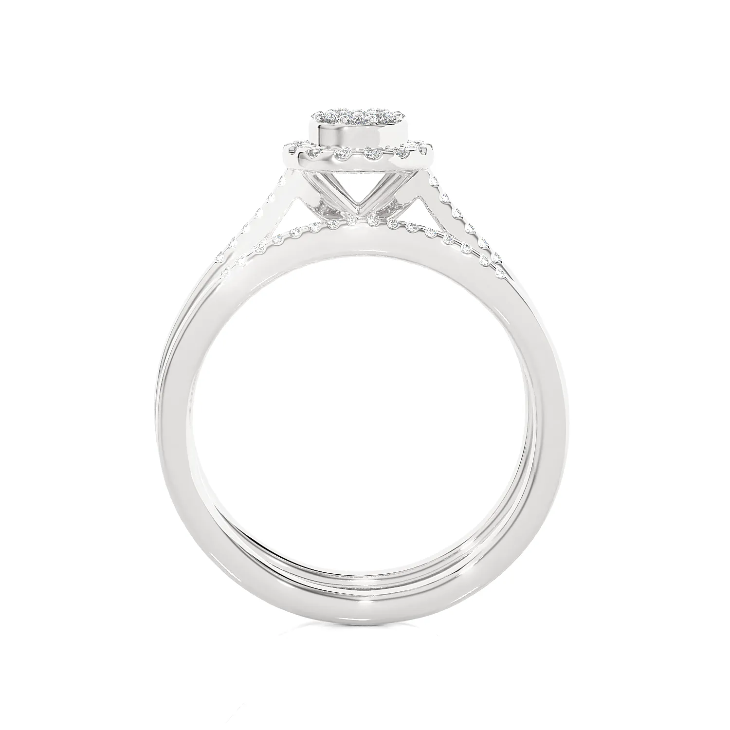 1/4 ctw Round Lab Grown Diamond Halo Bridal Set Ring