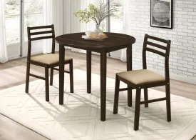 3-piece Dining Set with Drop Leaf Cappuccino and Tan