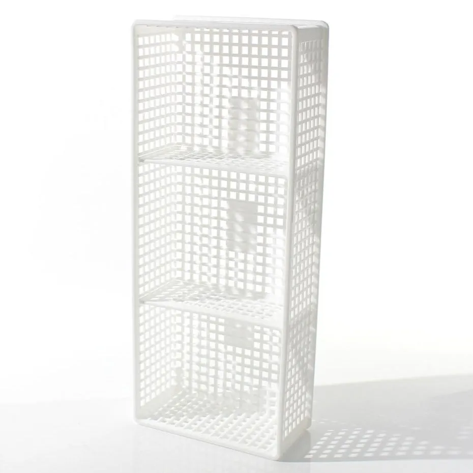 3-Section White Shallow Mesh Desk Organizer with Compartments