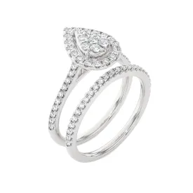 3/4 ctw Round Lab Grown Diamond Halo Bridal Set Ring