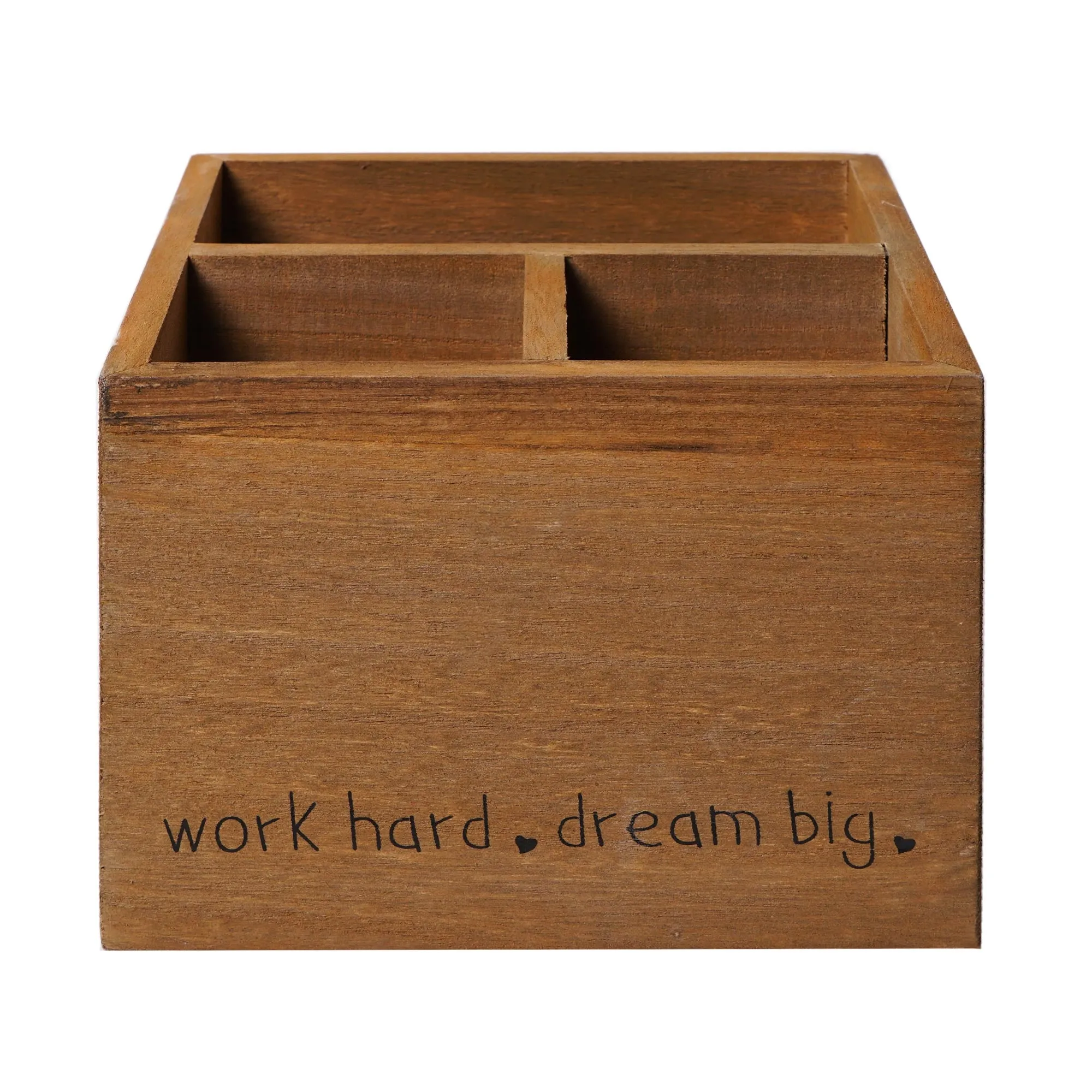 Addie Joy Work Hard, Dream Big 3-Opening  Desk Organizer - Wood Wash