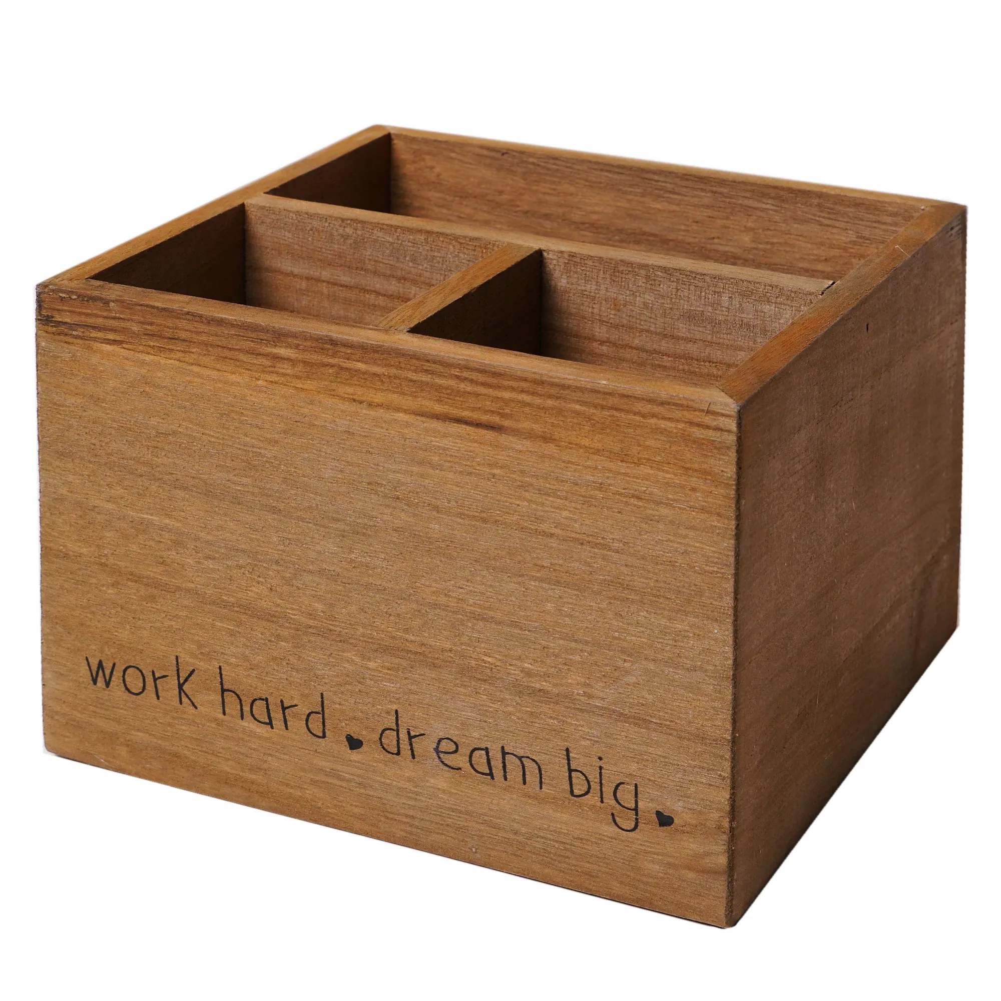 Addie Joy Work Hard, Dream Big 3-Opening  Desk Organizer - Wood Wash