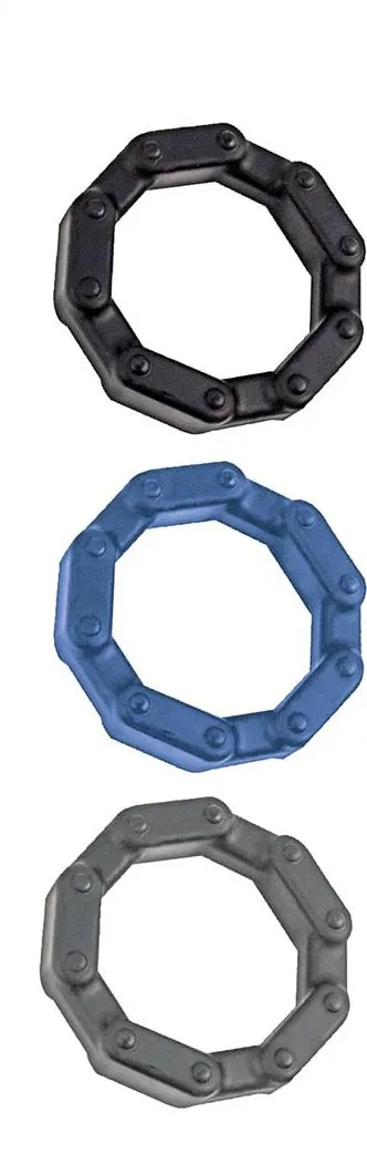 Anal-Ese Chainlink Cockrings - Black/blue/grey