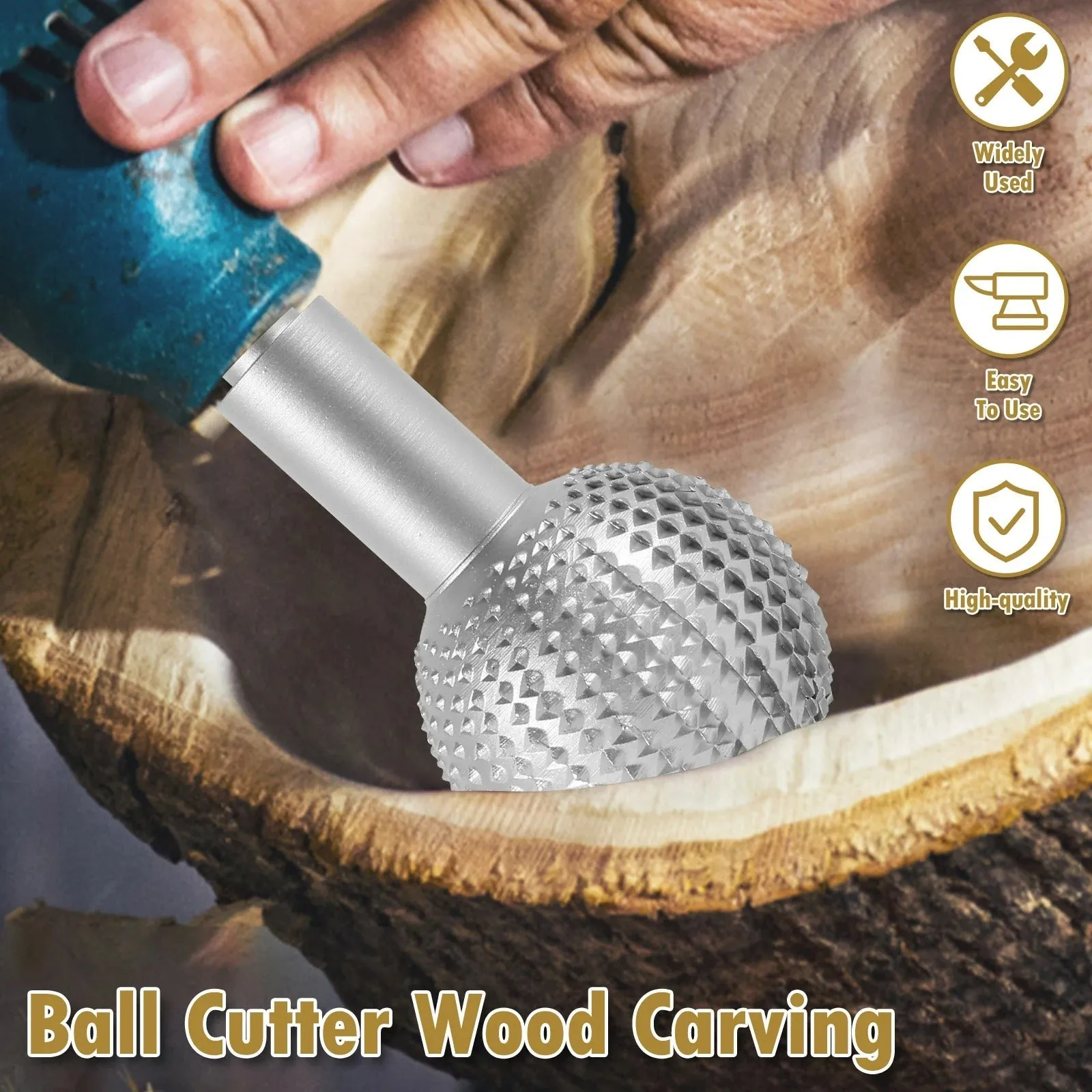 Angle Grinder Burr Set - Sphere Rotary Burr Carbon Steel Wood Carving