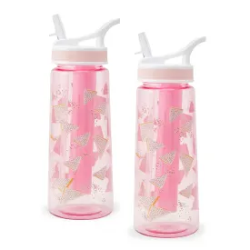 Anko 650 ML Non-Toxic Plastic Sipper Water Bottle with Freeze Stick | Flip-Top Spout Lid & Straw | Toxin-Free | Ideal for Gym, Travel, School Bottle | Leak Proof- Light Pink | Pack of 2