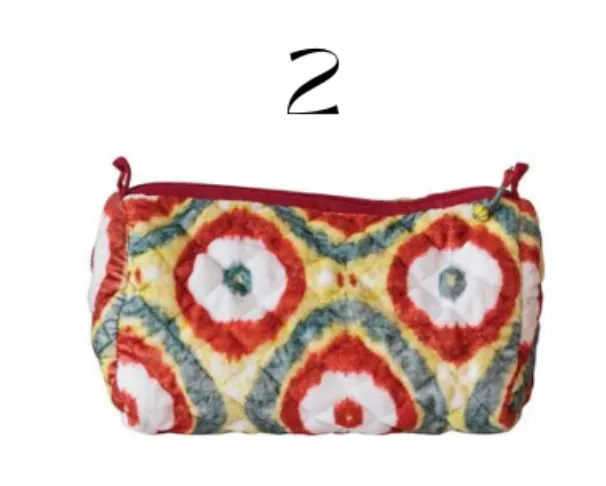 Avery Quilted Cotton Velvet Printed Zip Pouch