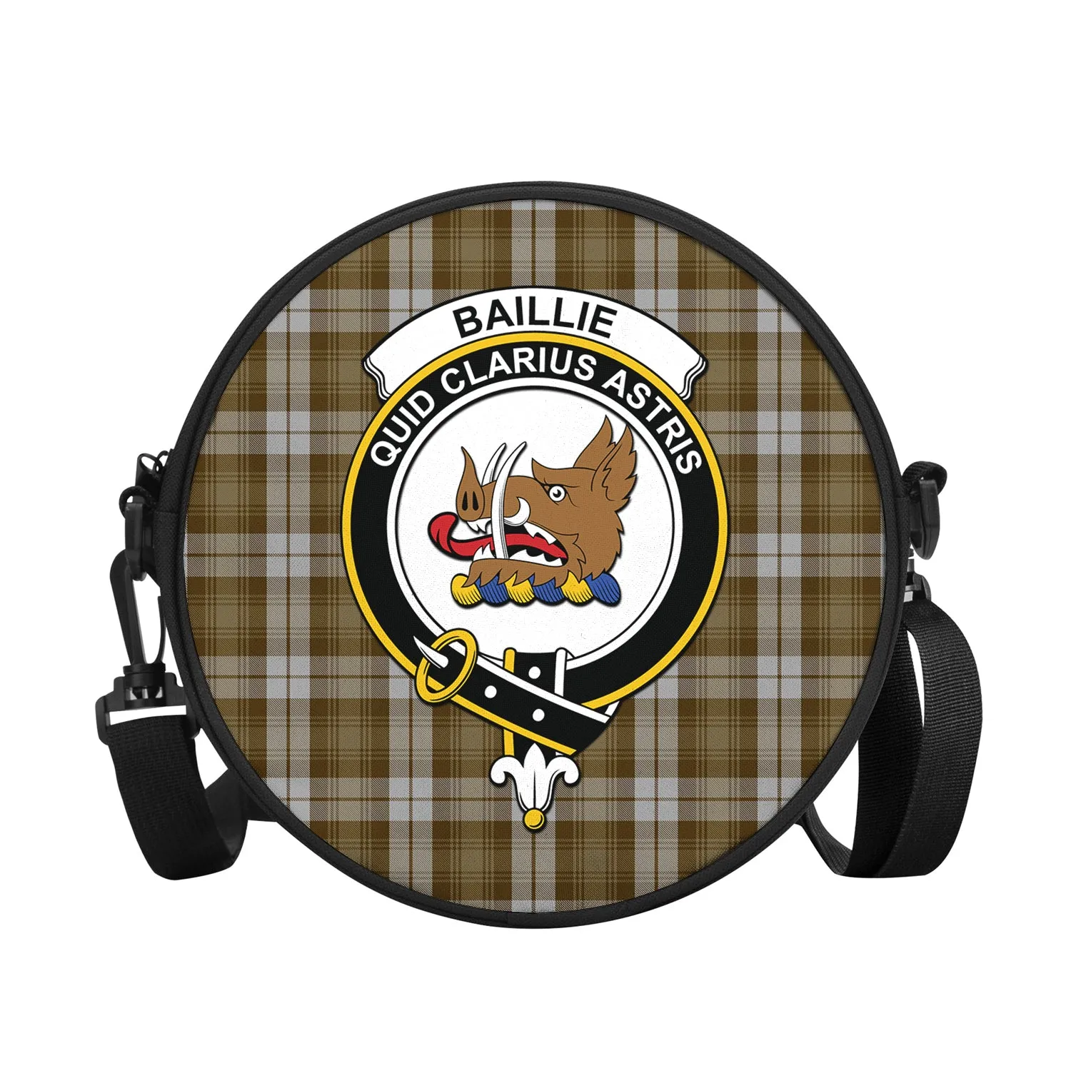 Baillie Dress Tartan Round Satchel Bags with Family Crest