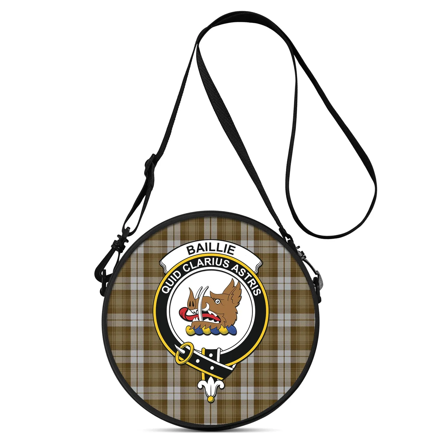 Baillie Dress Tartan Round Satchel Bags with Family Crest