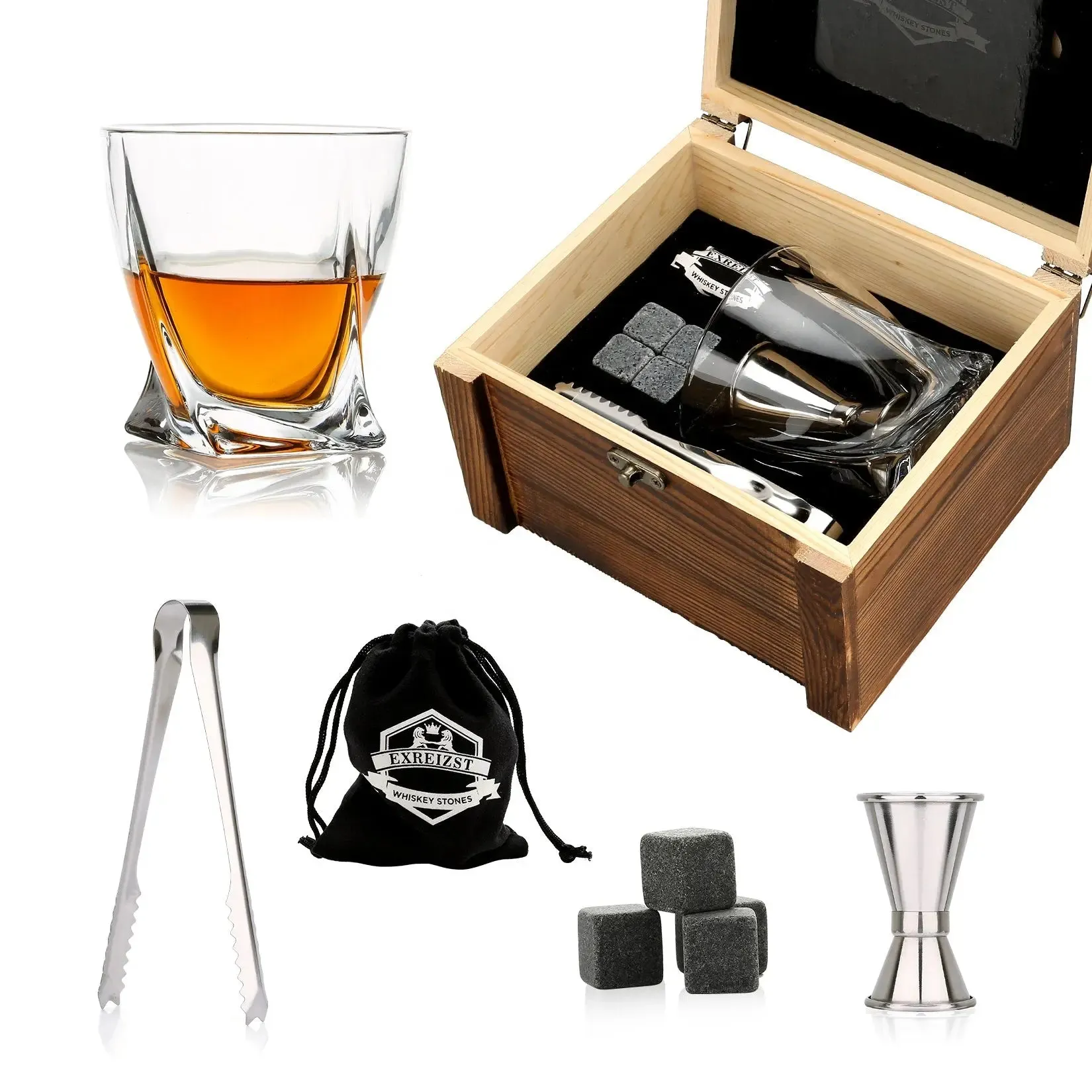 Best Seller Granite Cubes and Stones Whiskey Gift Set for Men