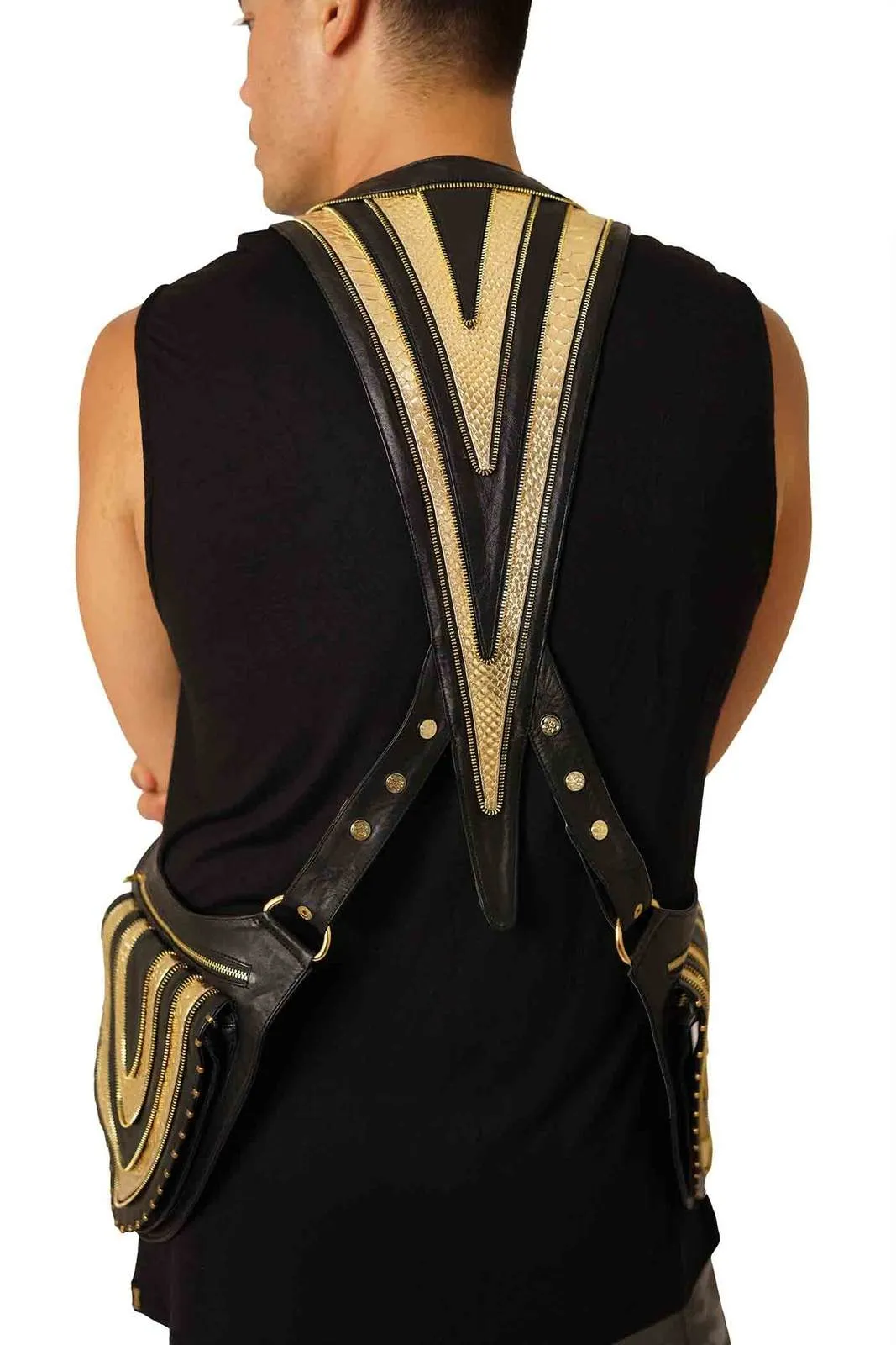 Black and Gold Gilded Shoulder Holster Bags