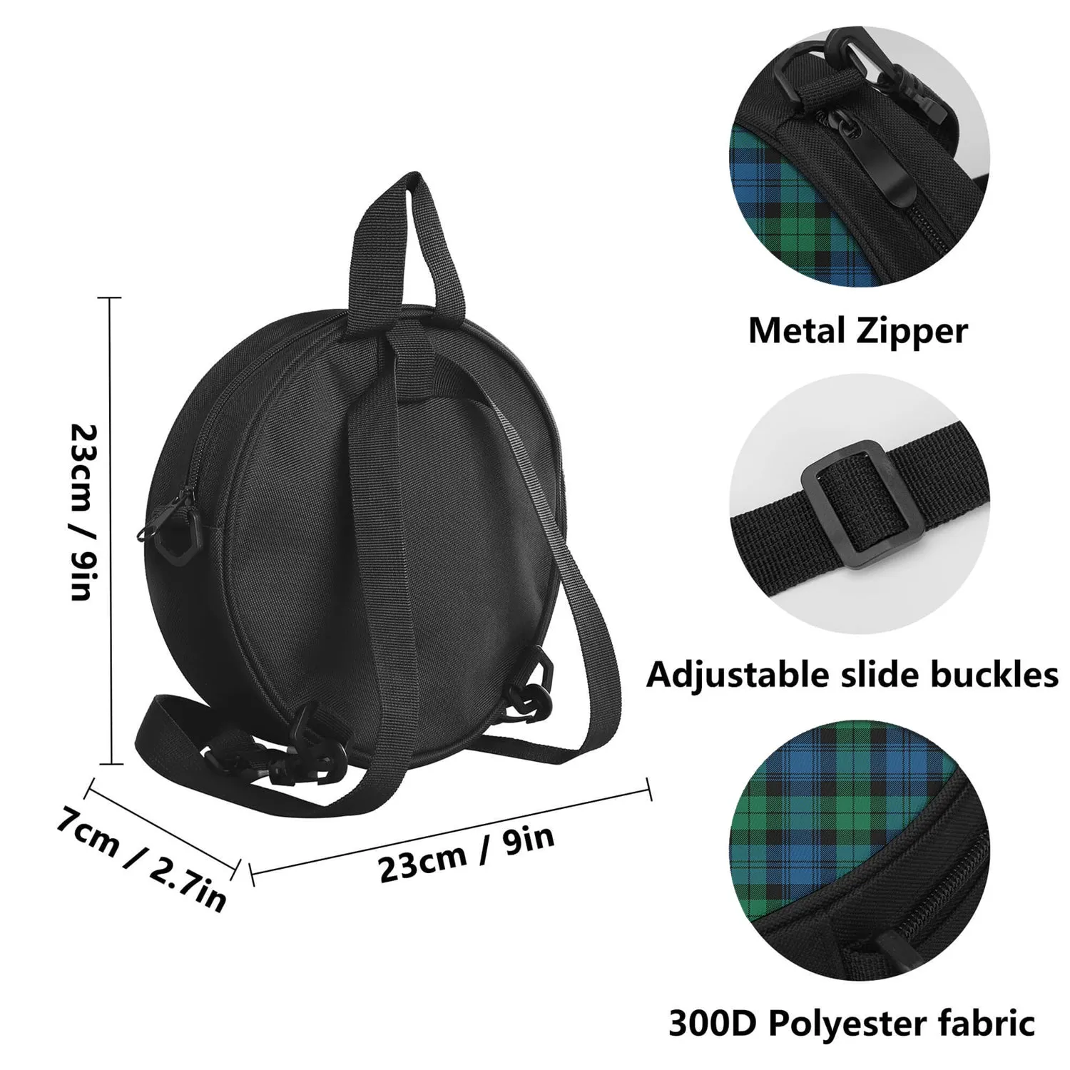 Black Watch Ancient Tartan Round Satchel Bags