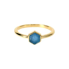 BLUE DRUZY Gemstone Hexagon Ring