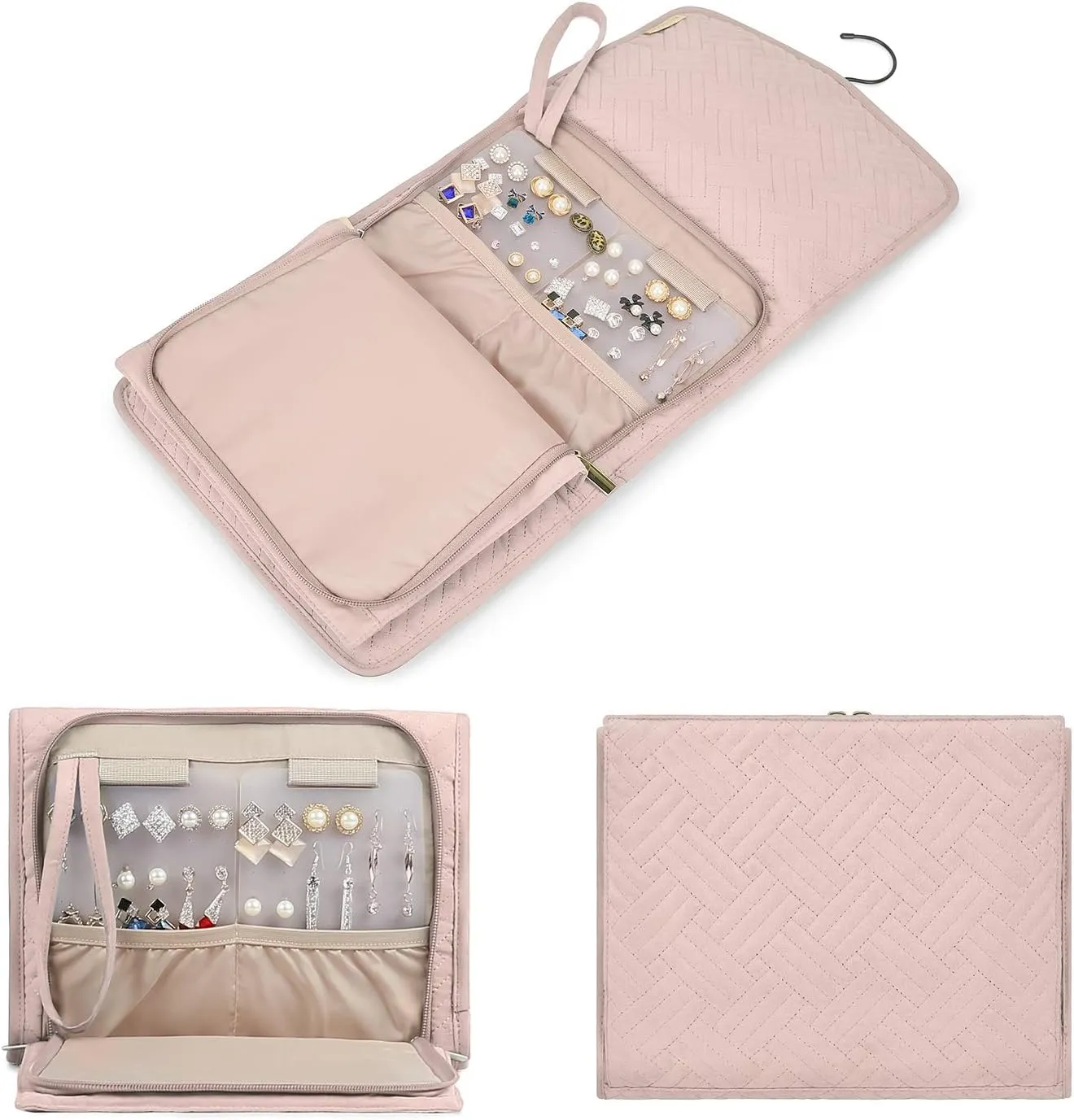 Blushbees® Foldable Travel Hanging Jewelry Organizer - Soft Pink