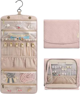 Blushbees® Foldable Travel Hanging Jewelry Organizer - Soft Pink