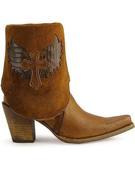 Corral Women's Cross Lizard Cuffed Pointed Toe Cowgirl Boots - C2213