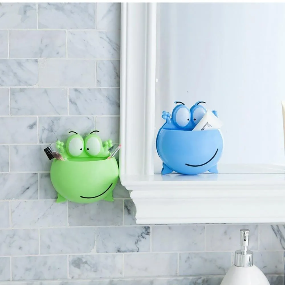 Cute Frogs Wall Suction Bathroom Accessories Toothbrush Toothpaste Holders