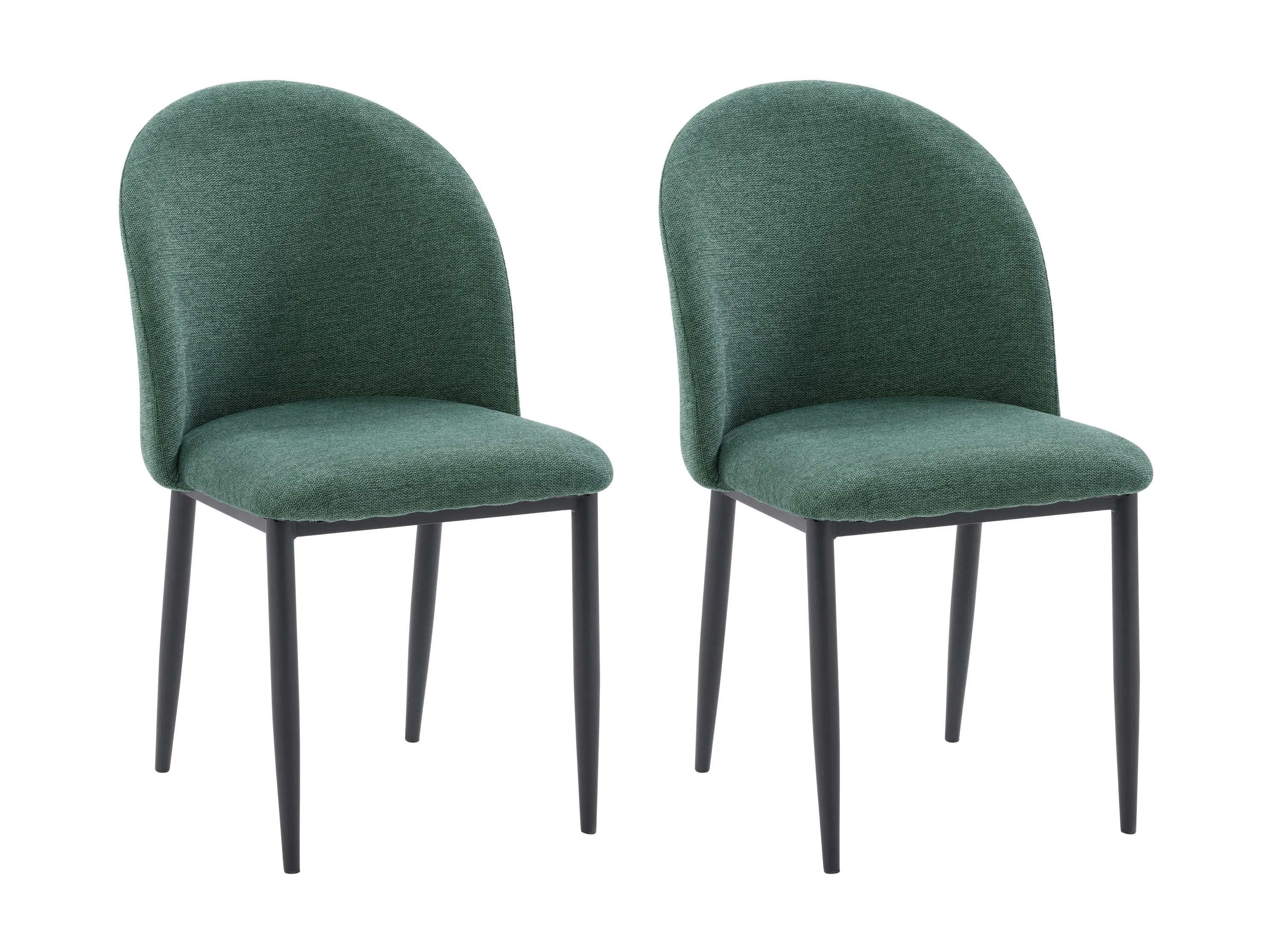 Dark Green Curved Dining Chairs, Set of 2