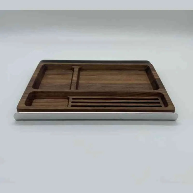 Desk Storage Tray Organizer Solid Wood Aluminum Alloy