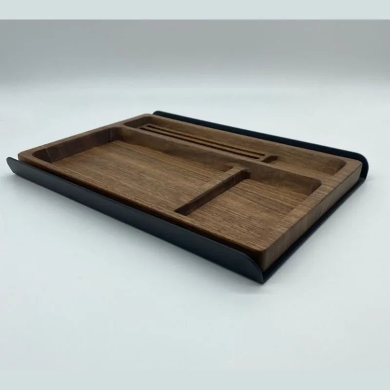 Desk Storage Tray Organizer Solid Wood Aluminum Alloy