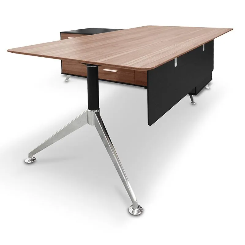 Excel 1.95m Executive Office Desk Left Return - Walnut - Black