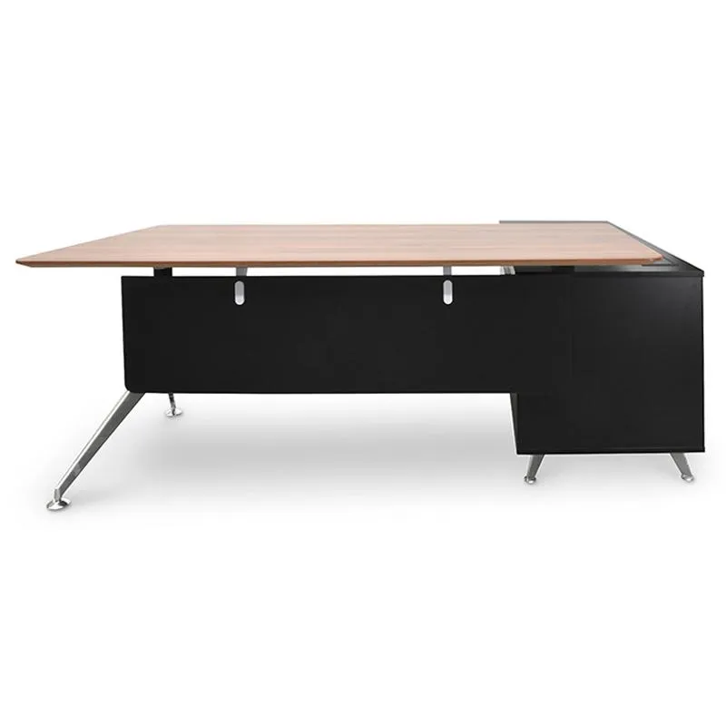 Excel 1.95m Executive Office Desk Left Return - Walnut - Black