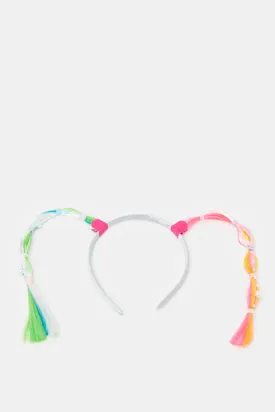 Girls Multicolour Headband With Artificial Hair