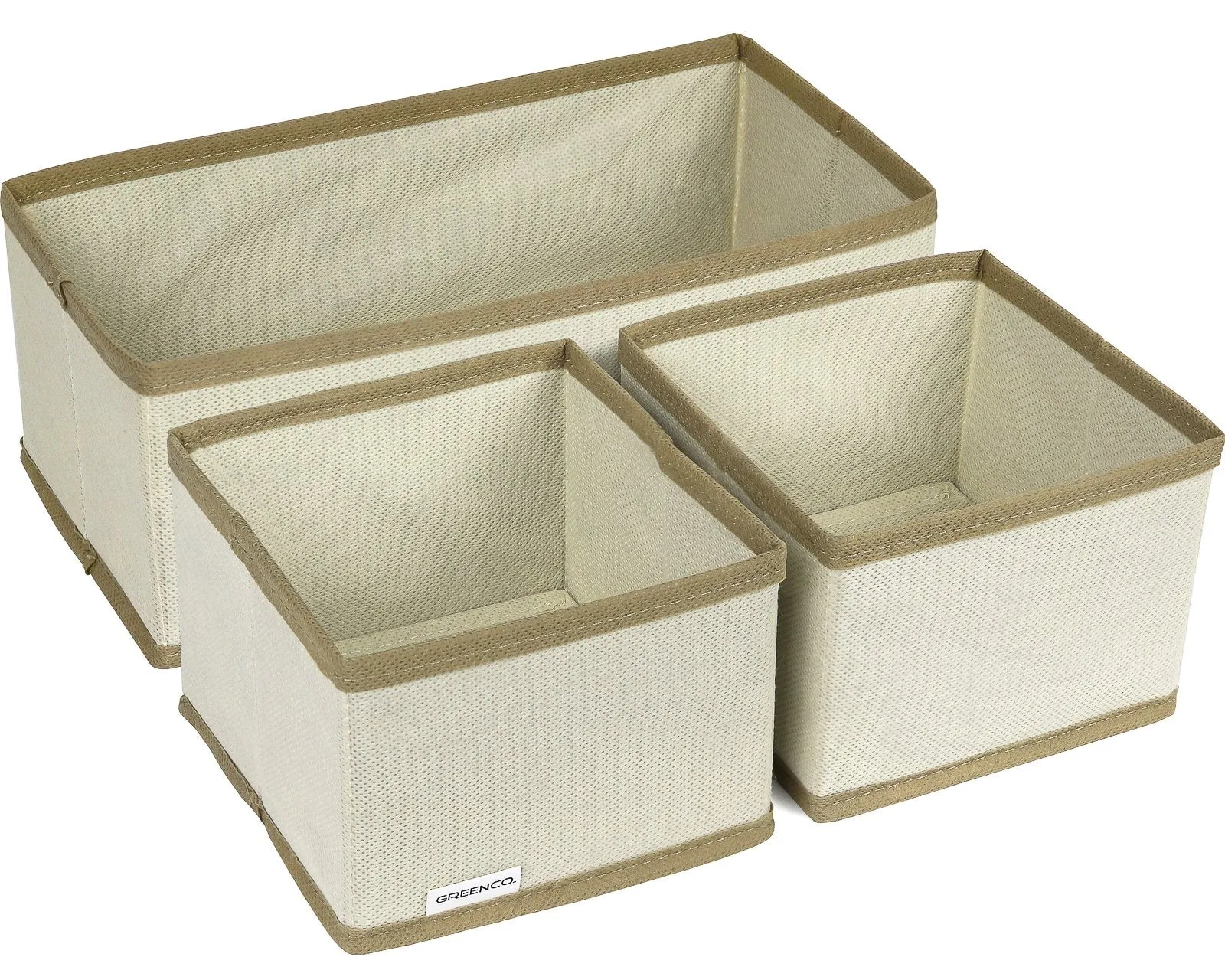 Greenco Non-Woven Foldable 3 Piece Drawer And Closet Storage Cube Set- (Beige)