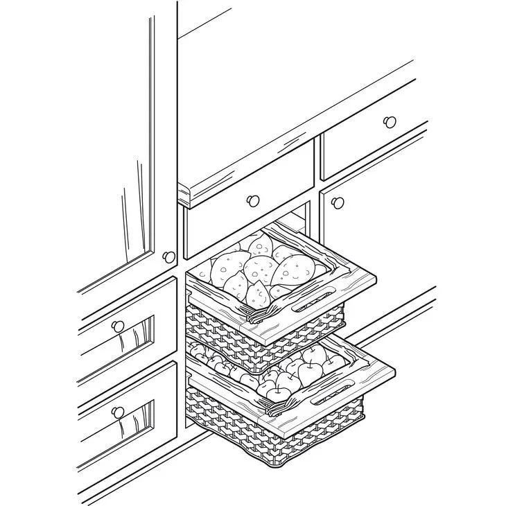 Hafele Wicker Basket Drawer Base Pull-Out with Beech Frame (runners sold separately)