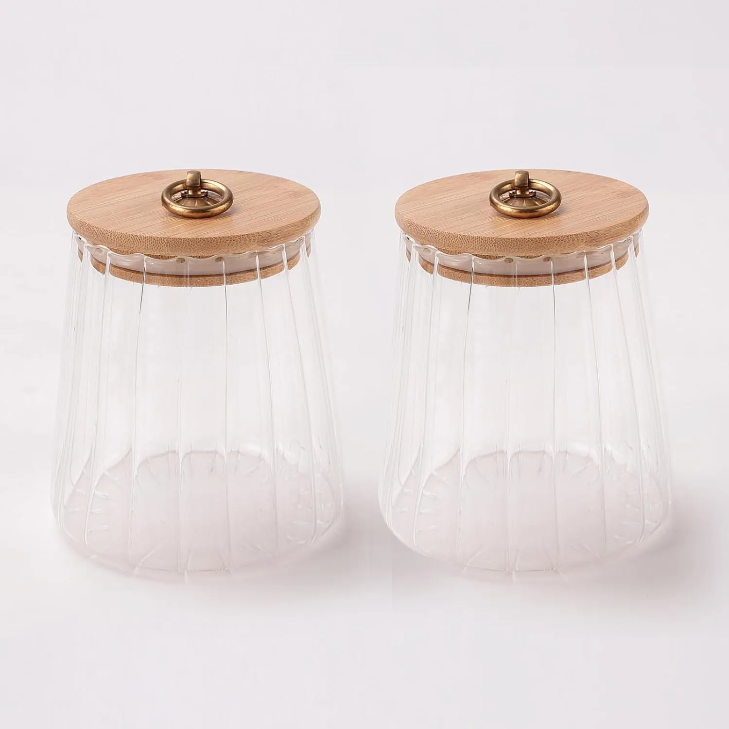 Heart Home Borosilicate Glass Jar with Bamboo Lid | Kitchen Organizer Items & Storage | Multi-utility, Leakproof, Airtight Storage Jar for Cookies, Snacks, Tea, Coffee, Sugar | Set of 2 (620ml)