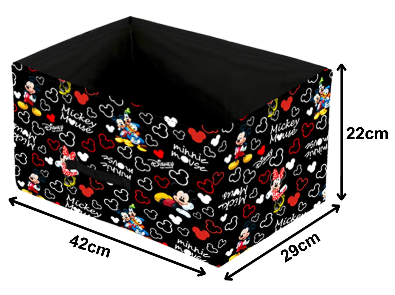 Heart Home Disney Mickey Print Non Woven Fabric Modular Closet Organizer Box with Handle Set Of 2(Black)-HHEART16027