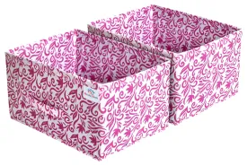 Heart Home Leaf Print Non Woven Fabric 2-Replacement Drawer Storage And Cloth Organizer Unit for Closet (Pink)-HHEART16006