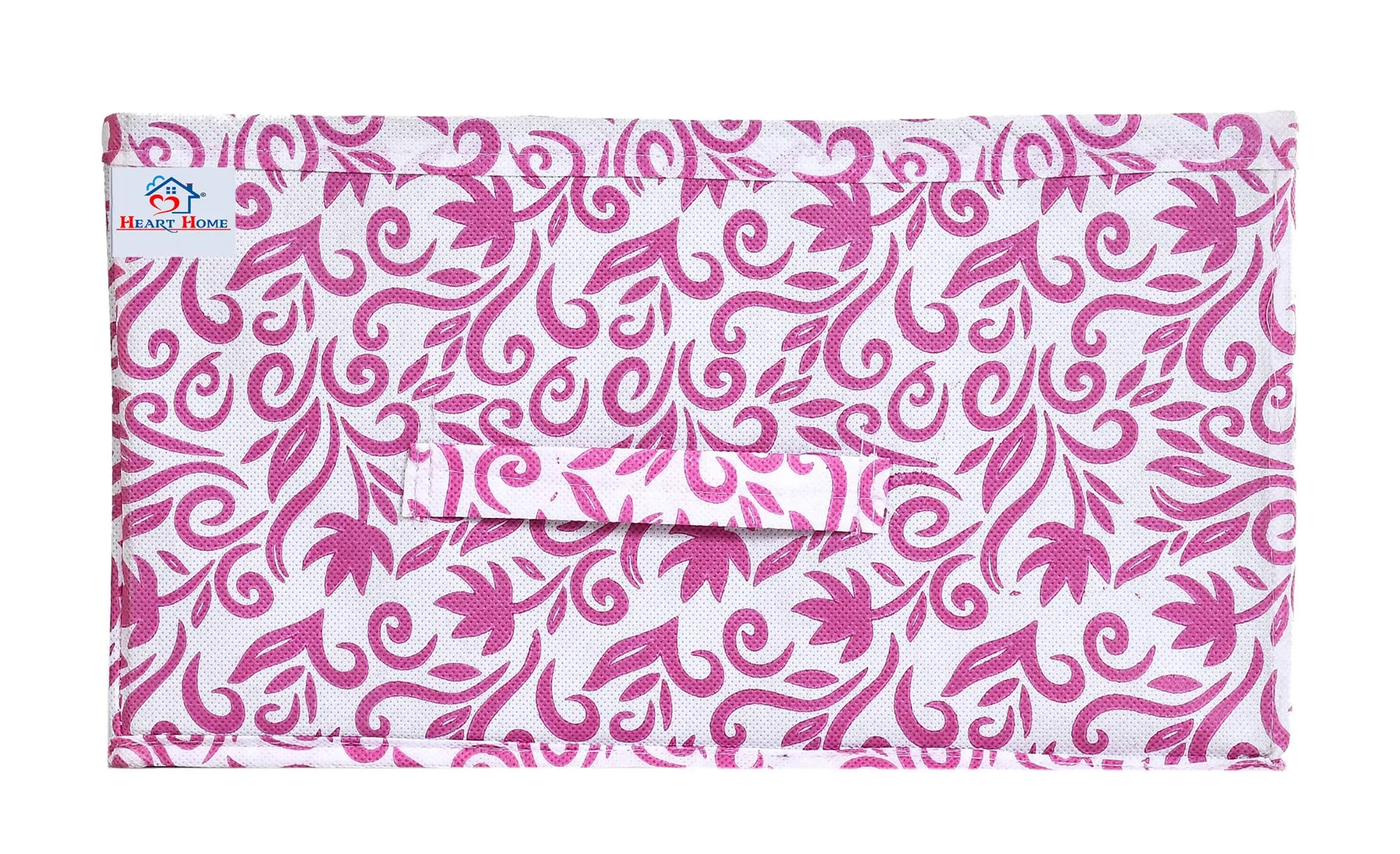 Heart Home Leaf Print Non Woven Fabric 2-Replacement Drawer Storage And Cloth Organizer Unit for Closet (Pink)-HHEART16006