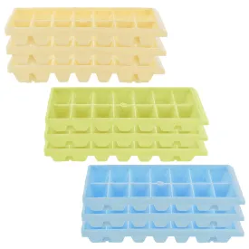 Heart Home Plastic Ice Cube Tray Set with 14 Section- Pack of 9 (Cream & Green & Blue)-HS43HEARTH25801