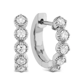 Hearts On Fire .32-.37ctw Diamond Bar Huggie Earrings in 18K White Gold