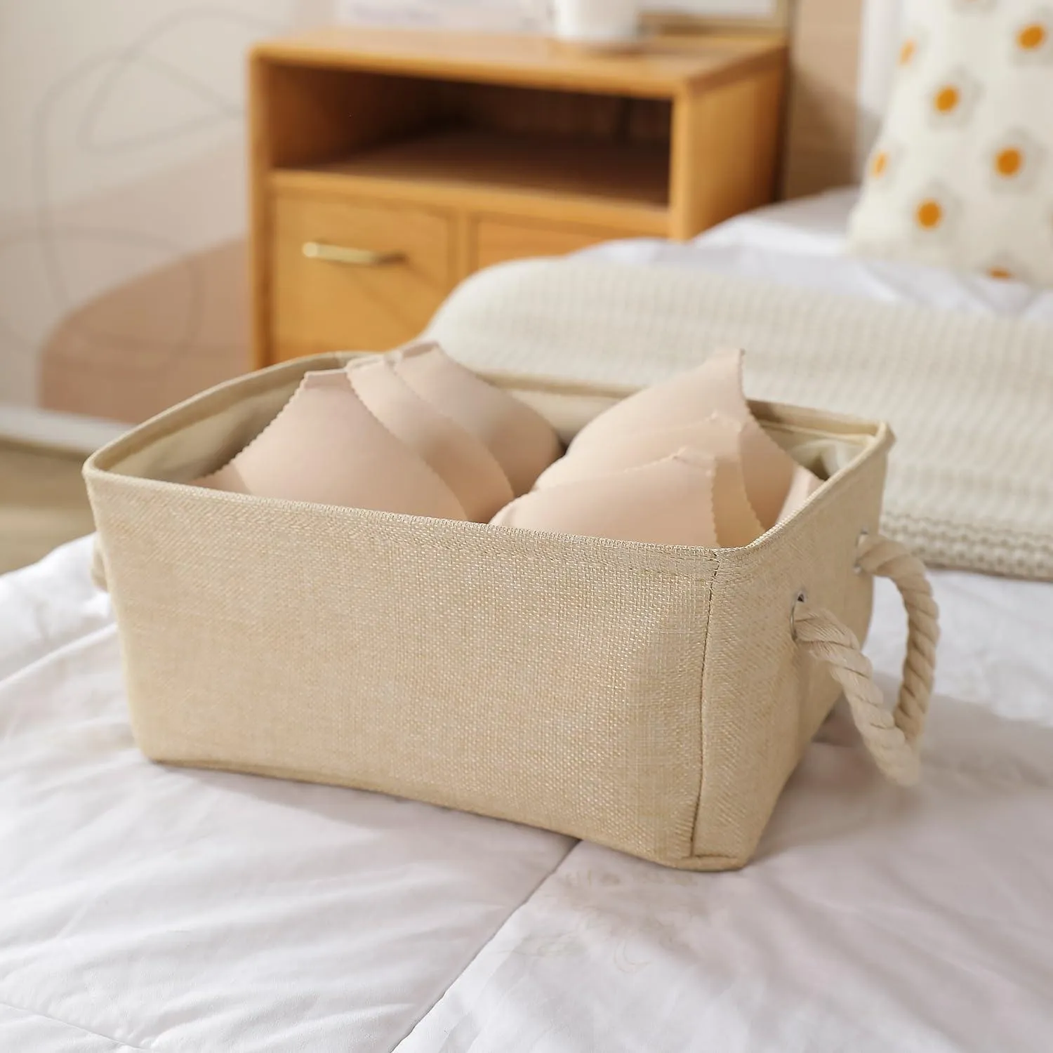 HOKIPO Eco-Friendly Foldable Baskets for Storager, Beige