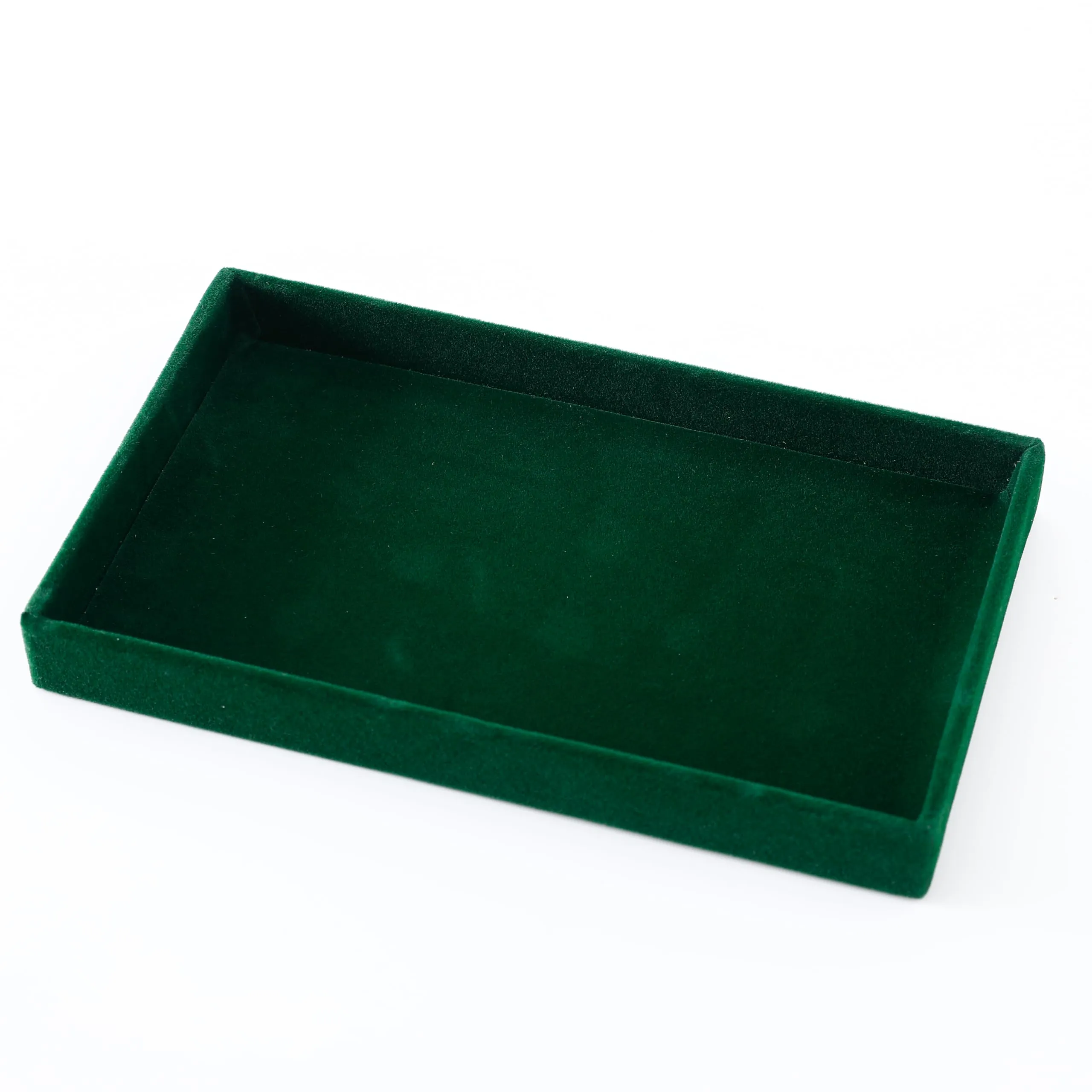 Kuber Industries 24 Pieces Velvet Jewelry Trays Organizer | Jewelry Storage Box | Jewelry Organizer | Showcase Holder Dresser Organizer for Earring Necklace Ring | Pack of 6 | YBL4-05 | Dark Green