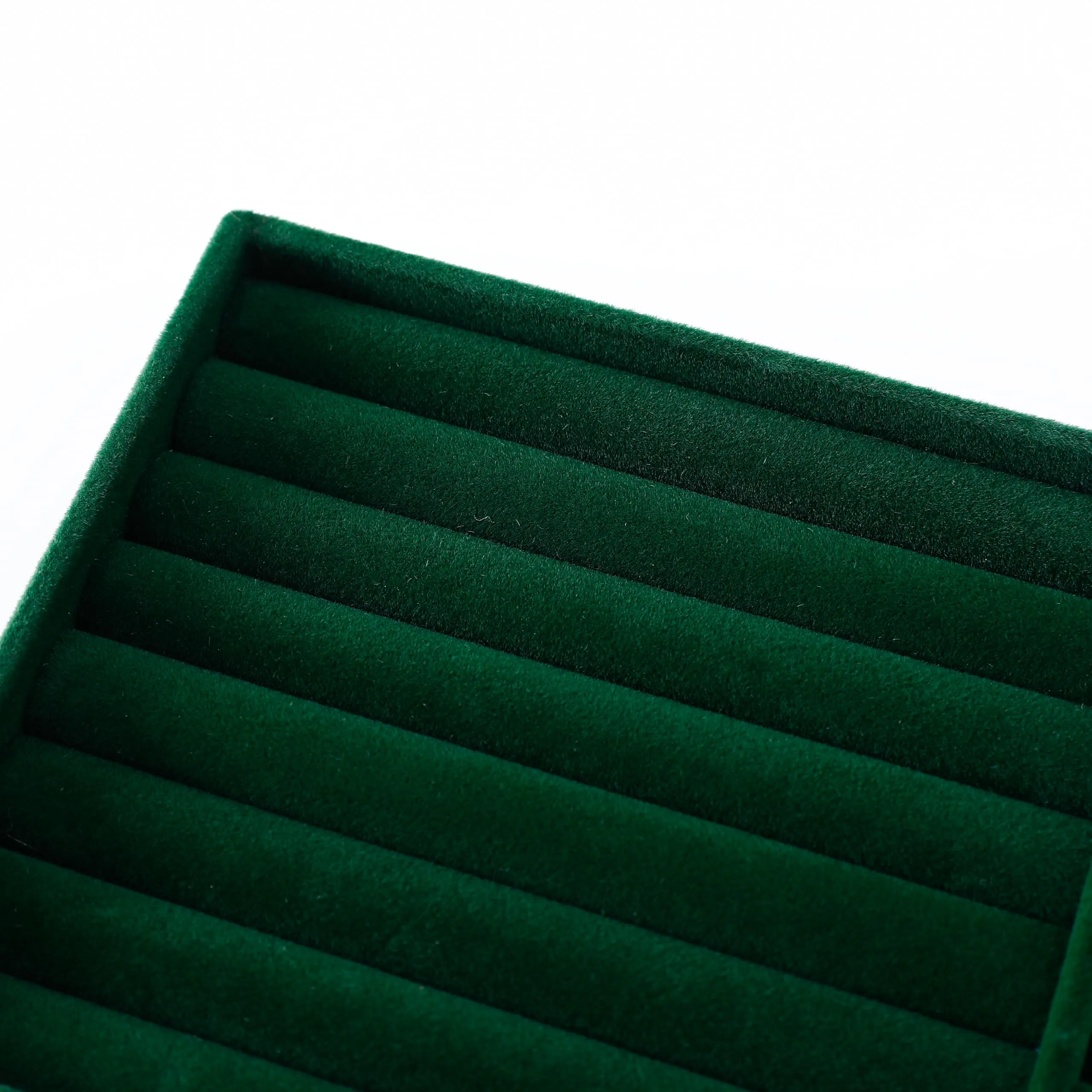 Kuber Industries 24 Pieces Velvet Jewelry Trays Organizer | Jewelry Storage Box | Jewelry Organizer | Showcase Holder Dresser Organizer for Earring Necklace Ring | Pack of 6 | YBL4-05 | Dark Green