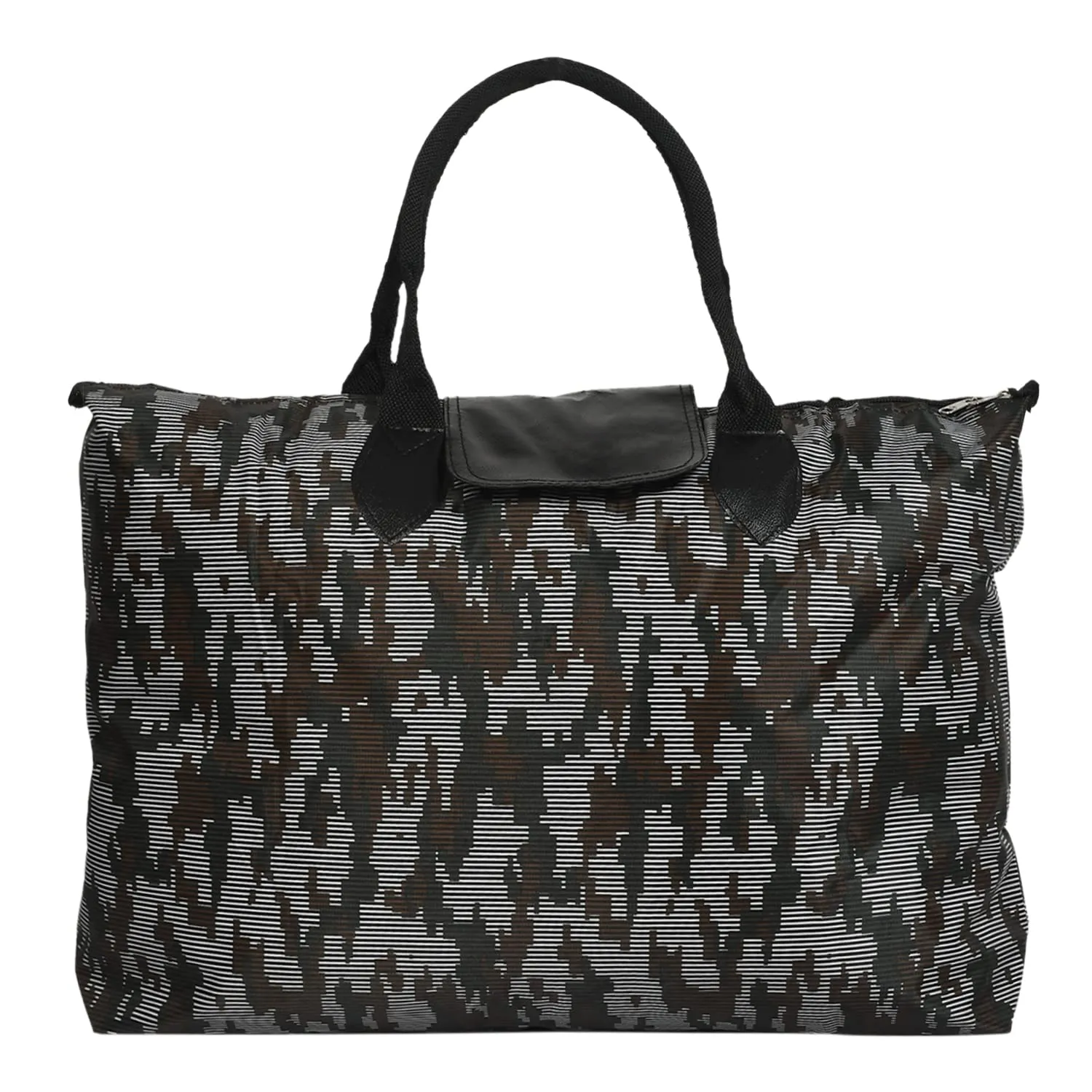 Kuber Industries Camouflage Print Rexine Shopping Bags/Grocery Bag for Carry Grocery, Fruits, Vegetable with Handles (Black) 54KM4021