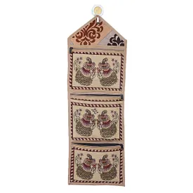 Kuber Industries Cotton Hanging Storage Organizer|Letter Magazine Holder|Wall Hanging (Cream)