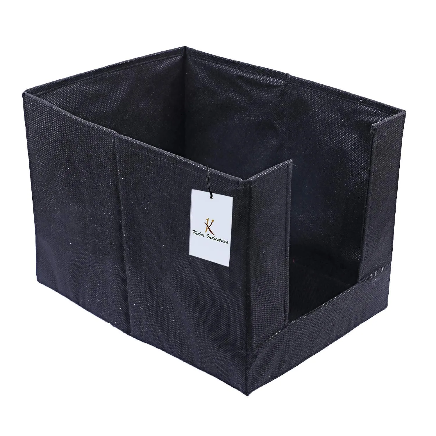 Kuber Industries Non Woven 2 Piece Shirt Stacker Wardrobe Organizer and 1 Piece Small Foldable Storage Organiser Cubes/Boxes (Black) -CTKTC038340