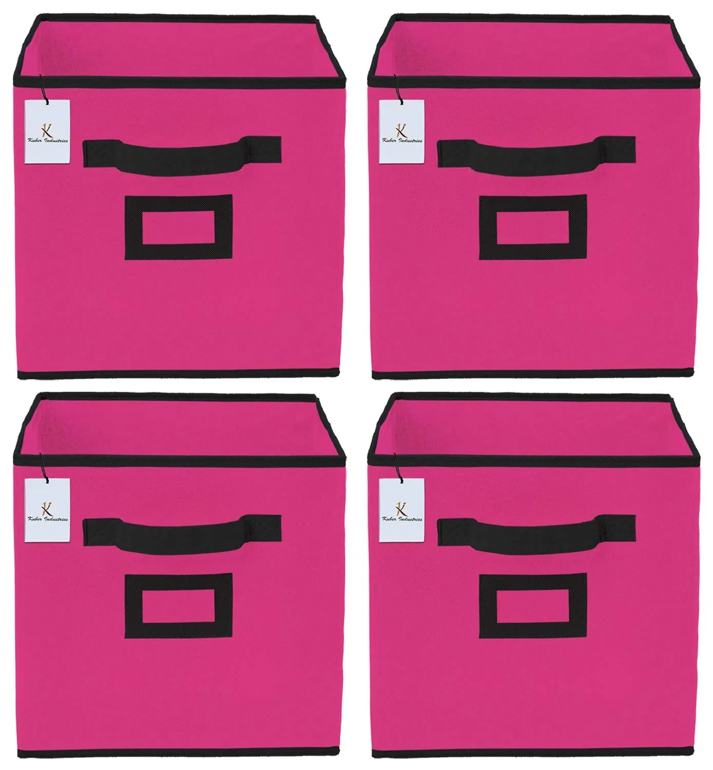 Kuber Industries Non Woven 4 Pieces Small Foldable Storage Organiser Cubes/Boxes (Pink) - CTKTC35150