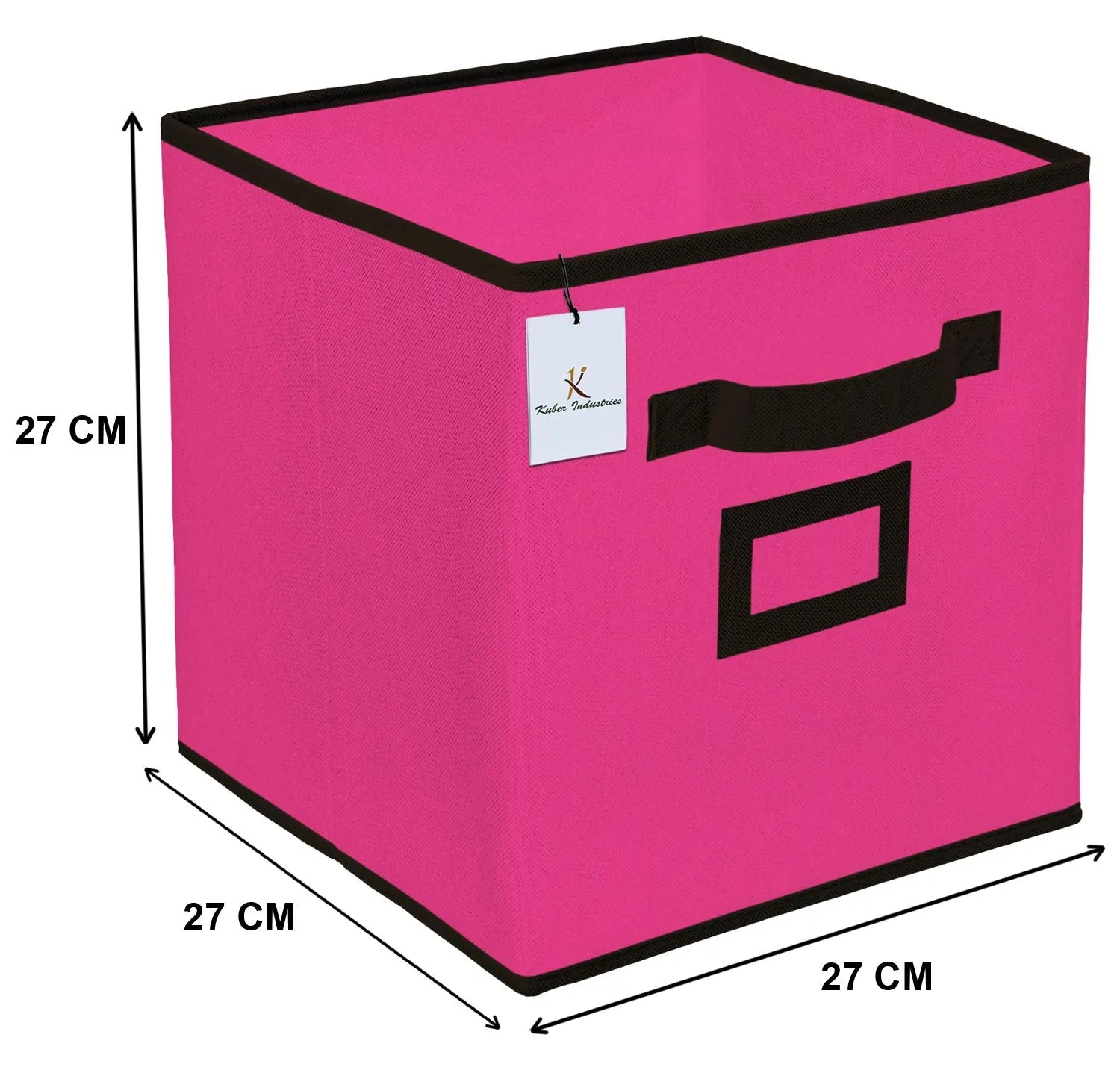 Kuber Industries Non Woven 4 Pieces Small Foldable Storage Organiser Cubes/Boxes (Pink) - CTKTC35150