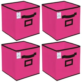 Kuber Industries Non Woven 4 Pieces Small Foldable Storage Organiser Cubes/Boxes (Pink) - CTKTC35150