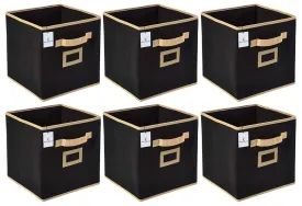 Kuber Industries Non Woven 6 Pieces Large Foldable Storage Organiser Cubes/Boxes (Black) - CTKTC35222