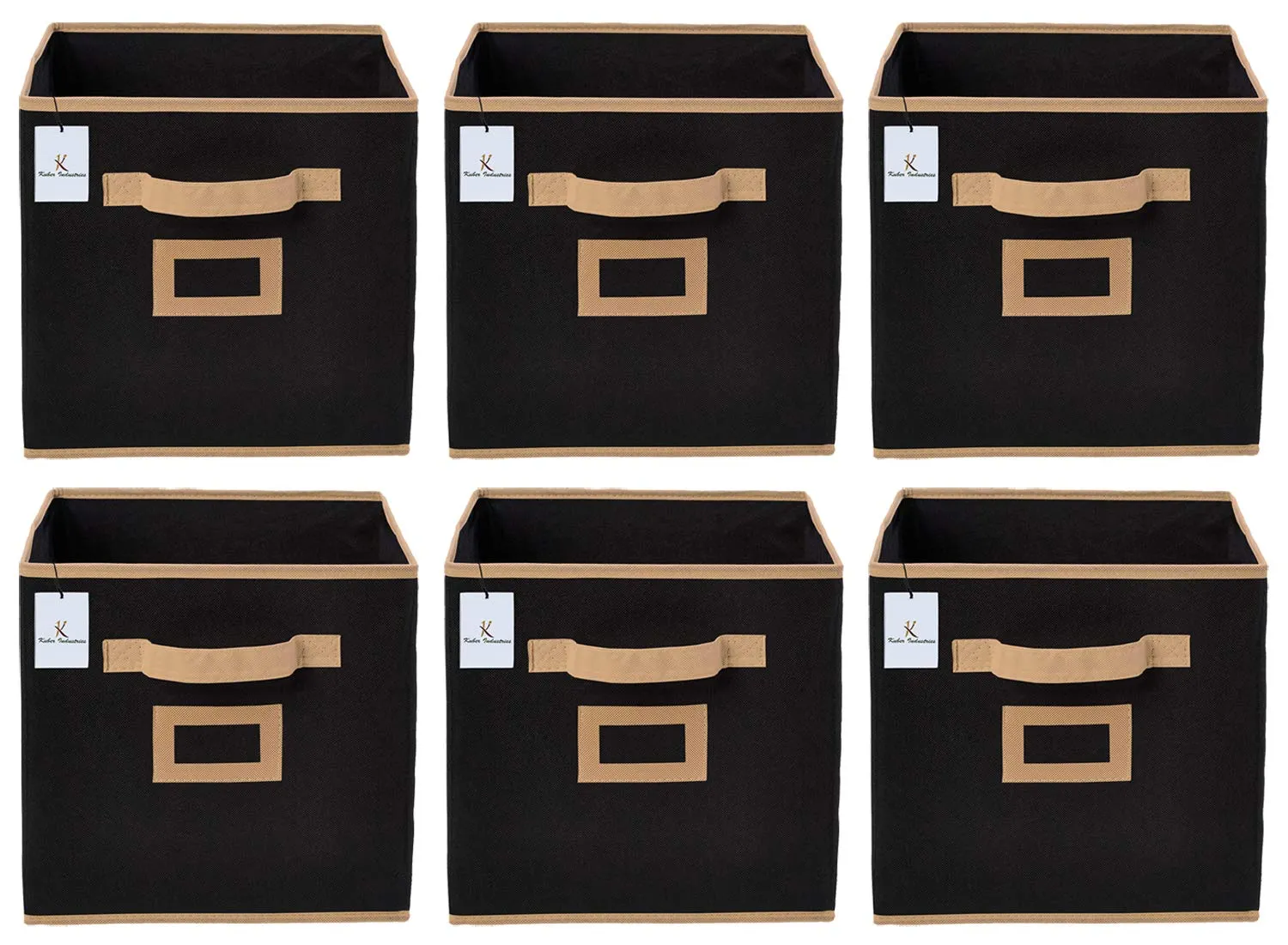 Kuber Industries Non Woven 6 Pieces Large Foldable Storage Organiser Cubes/Boxes (Black) - CTKTC35222