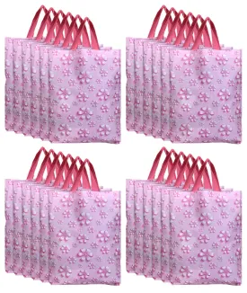 Kuber Industries Non Woven Gift Bag Tote/Carry Bags With Handles Party Favor Pack of 100- Flower(Pink) (F_26_KUBBMART016976)