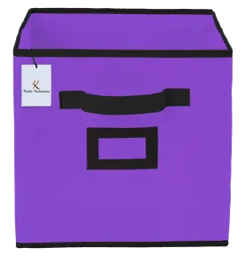 Kuber Industries Non Woven Small Foldable Storage Organiser Cubes/Boxes (Purple)