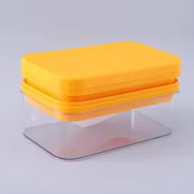 Kuber Industries Pack of 4|2 Layer Ice Cube Tray with Lid | Ice Cube Storage Box with Ice Scoop | 56 Ice Cube Molds for Freezing | One-Press Demolding | BPA Free | Orange