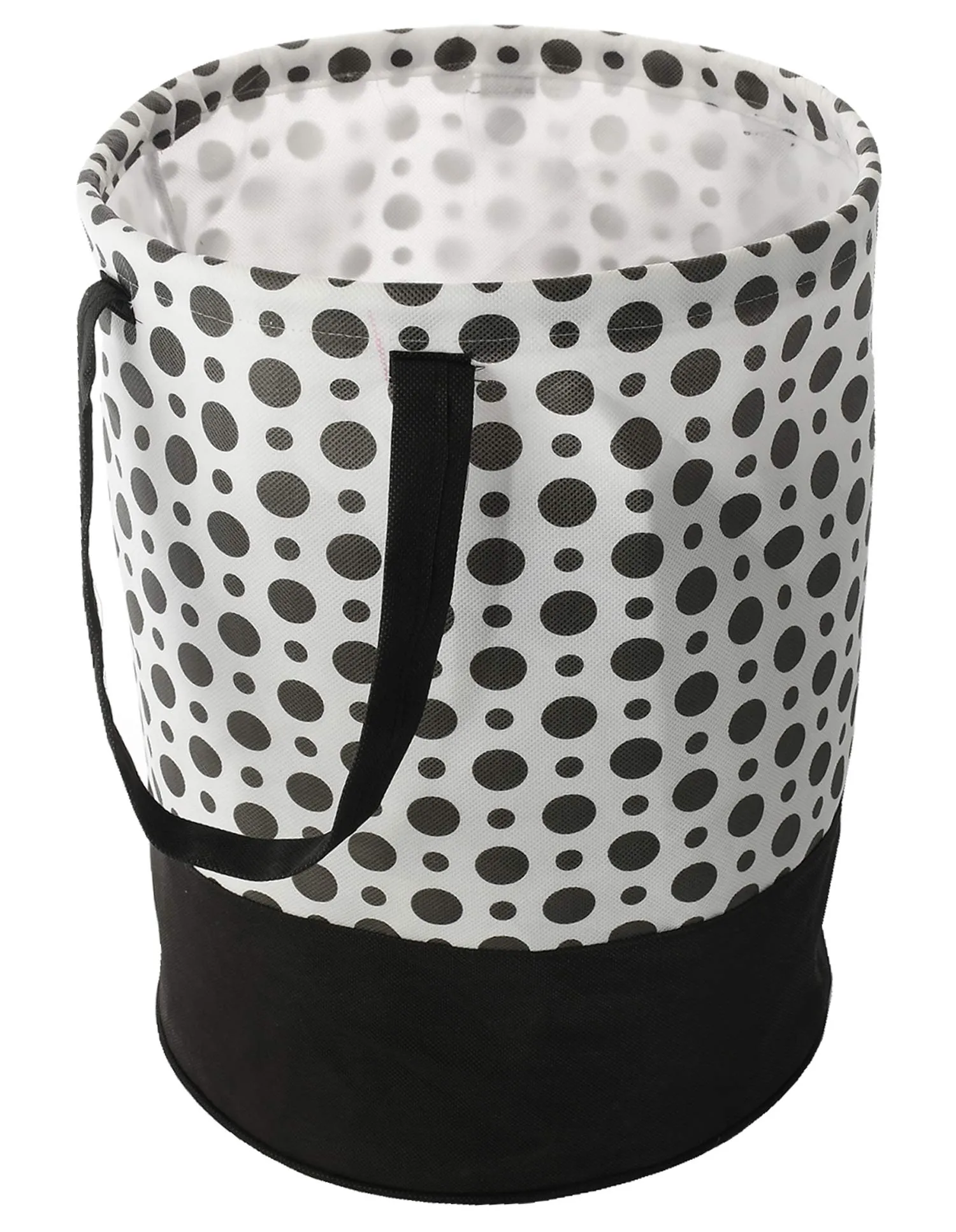 Kuber Industries Polka Dots Printed 2 Pieces Waterproof Canvas Laundry Bag, Toy Storage, Laundry Basket Organizer 45 L (Black & White)| Stylish and Functional Laundry Storage Solution